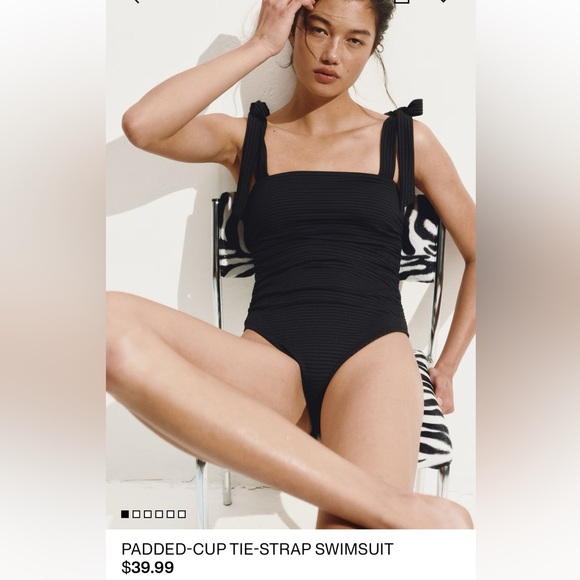 H&M Black Tie-Strap One Piece Swimsuit - NWT - Picture 3 of 5